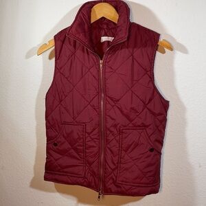 Peach Love California quilted puffer vest  Maroon women’s size medium